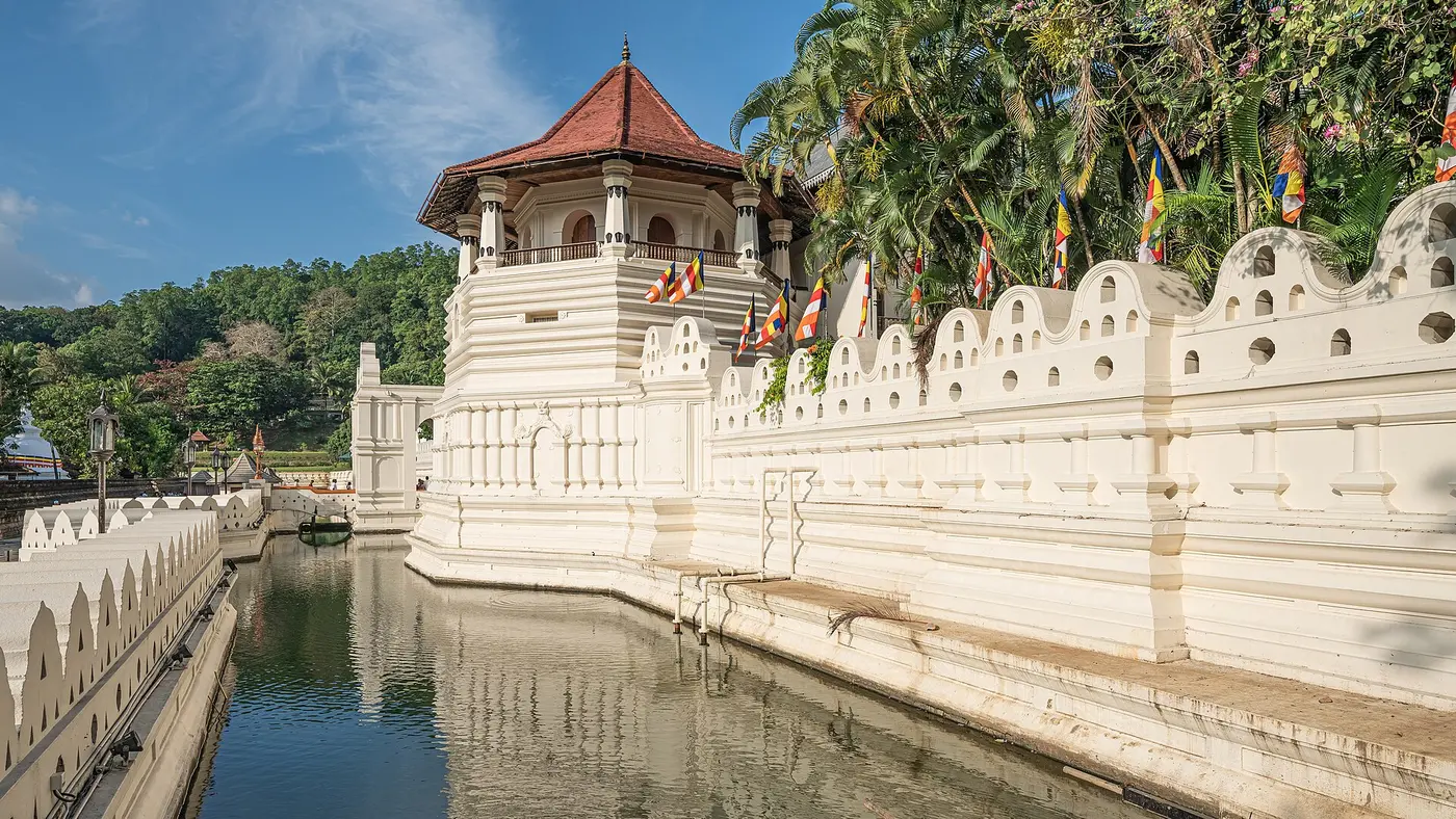 Temple of the Sacred Tooth Relic and its moat in Kandy